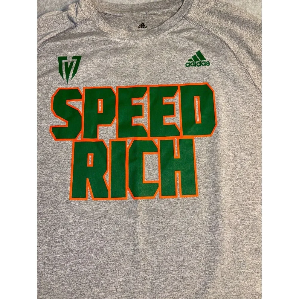 adidas Tee Shirt Mens Large Gray Climaire Speed Rich Short Sleeve State Champion